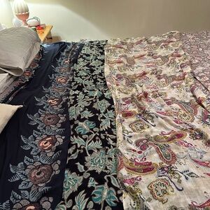 Scarves | Multi Pack of 3 | Floral and Paisley long scarves.